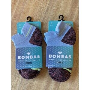 BOMBAS Socks Performance Running Hex Tec Ankle Blue Cushioned Adult S 2 Pair NWT